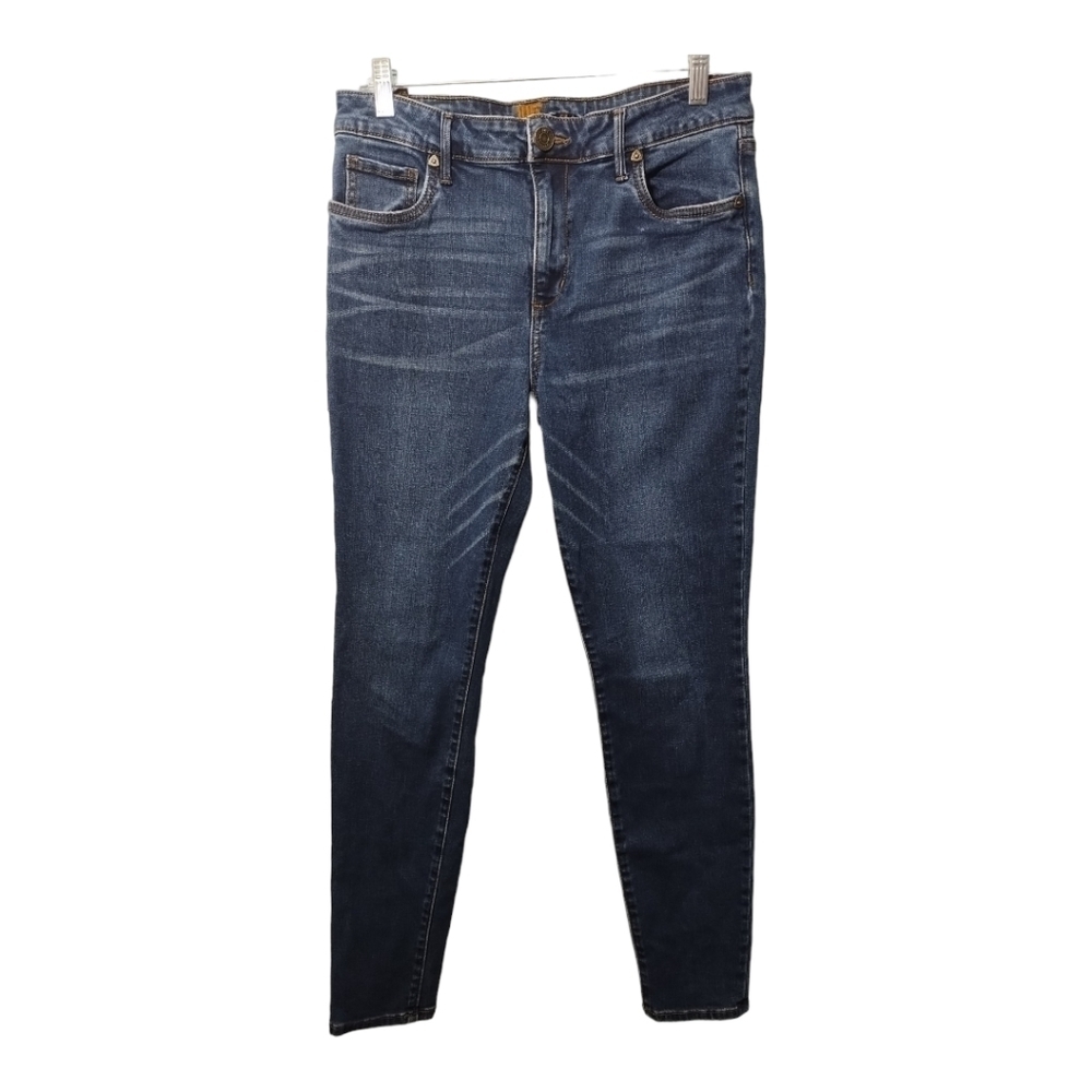 Kut from the Kloth High Rise Skinny Dark Wash Whiskered Faded Jeans Size 10